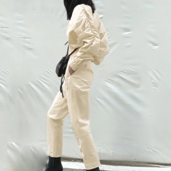 Cream High Waisted Jump Suit - Picture 5 of 12